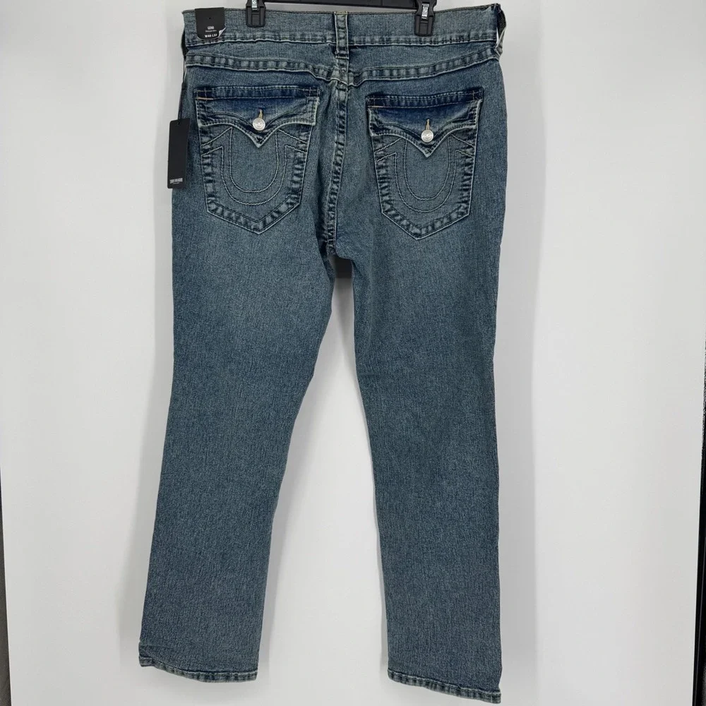 True Religion Geno Big‎ T Flap Slim Jeans Mens Size 40 Medium Melting Wash